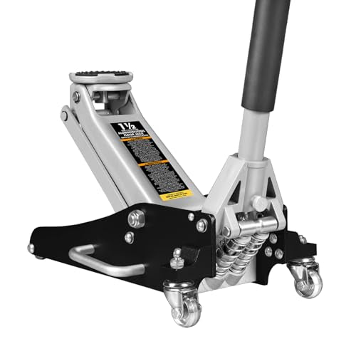 Torin TAM815016L Hydraulic Low Profile Aluminum and Steel Racing Floor Jack with Dual Piston Quick Lift Pump, 1.5 Ton (3,000 lb) Capacity, Black - size: 1.5 Ton (3,000 lb), style: Aluminum and Steel