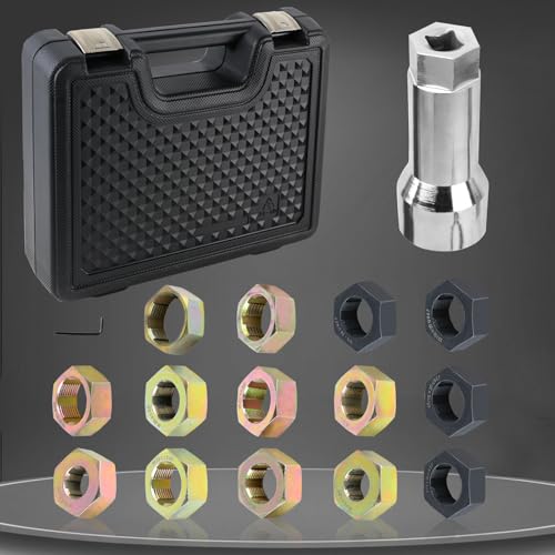 16-Piece Axle Spindle Rethreading Kit - Axle Thread Repair Kit with 10 Dies 1-1/16" Extension Bar, Axle Spindle Thread Chaser Set with Case, Essential Tool for Mechanics