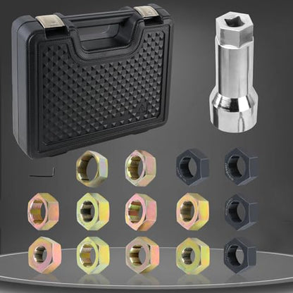 16-Piece Axle Spindle Rethreading Kit - Axle Thread Repair Kit with 10 Dies 1-1/16" Extension Bar, Axle Spindle Thread Chaser Set with Case, Essential Tool for Mechanics