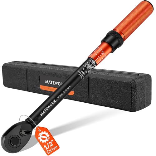 Matework 1/2 Inch Drive Click Torque Wrench, 10-180 ft.lb/13.6-244.1 Nm, ±3% High Precision Lug Nut Torque Wrench with 72 Tooth Dual-Direction for Moto, Wheel Tire and Car Repair - size: 1/2-inch (Single, 10-180 ft.lb/13.6-244.1 nm)