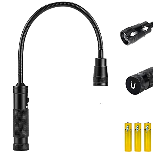 Favorlite 500 Lumen Magnetic Work Light | Zoomable Gooseneck Flashlight, 11" Flexible Neck, 1.14" Slim Head, 3 AAA Batteries Included