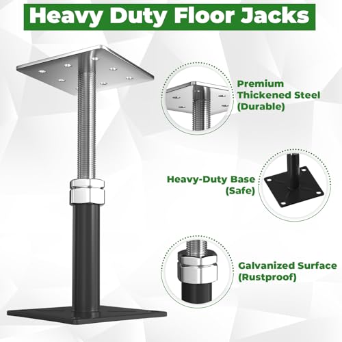 4PCS House Joist Jacks for Leveling, 5" - 8" Height Adjust Range, Adjustable House Floor Jacks for Lifting, Telescoping Screw Jacks for Temporary Support - 11000 lbs Max Load Capacity - size: 5-8in Black