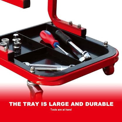 Torin TR6300 Red Rolling Creeper Garage/Shop Seat: Padded Mechanic Stool with Tool Tray Large - style: 63003