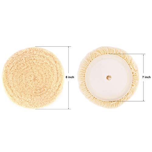 Makitoyo 3PCS Wool Buffing Pad Kit 8 Inch, 8" (200mm) 100% Natural Wool Hook and Loop Grip Polishing Pad for Car Polishing, Buffing and Cutting for Automotive, Marine and Epoxies