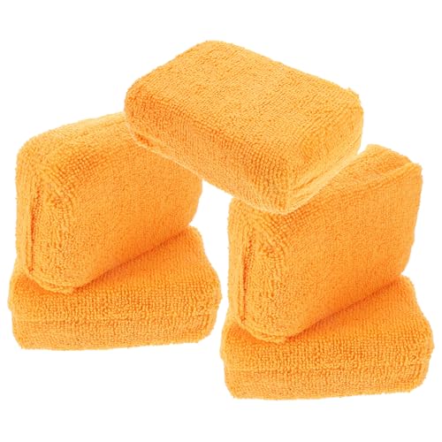 Garneck 5pcs Car Polishing Pads and Wax Applicator Set for Drill, Orange Rectangular Buffing Pads for Car Detailing, Cleaning, Tire Shine, and Glass Defogging