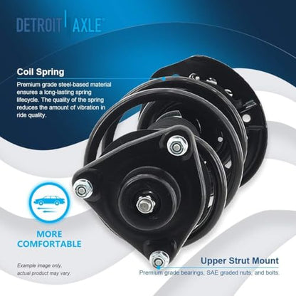 Detroit Axle - 2.0L Front Struts & Loaded Knuckle Kit for 2011 Kia Optima, 2 Steering Knuckles w/Wheel Bearing Hubs Assembly 2 Struts with Coil Spring Replacement Suspension Kit - size: 4QU47765/ Big strut kit