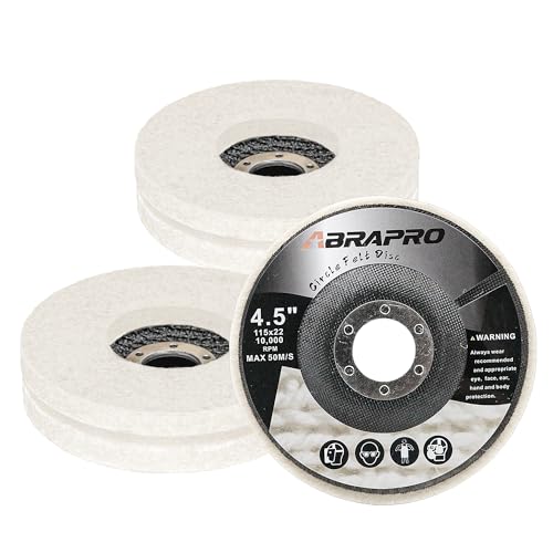 ABARPRO 4.5" x 7/8" Wool Felt Polishing Wheel Disc for Angle Grinder, Wool Buffing Wheel Pad for Polishing Rough Surface to a Mirror Finish, for Metal Aluminum Marble Wood, 5 Pack - style: 5pack-Circle Felt Disc