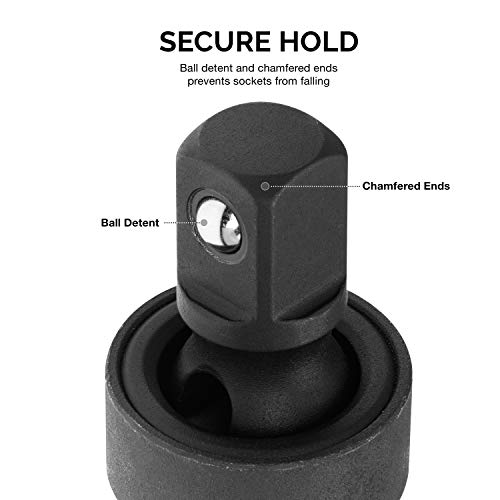 NEIKO 02486A Impact Universal Joint-Socket Swivel Set, Socket Extension Set Made From Cr-Mo with Included 1/4-, 3/8-, and 1/2-Inch Sockets, Set of 3 - size: 3 Piece, style: Swivel Joint