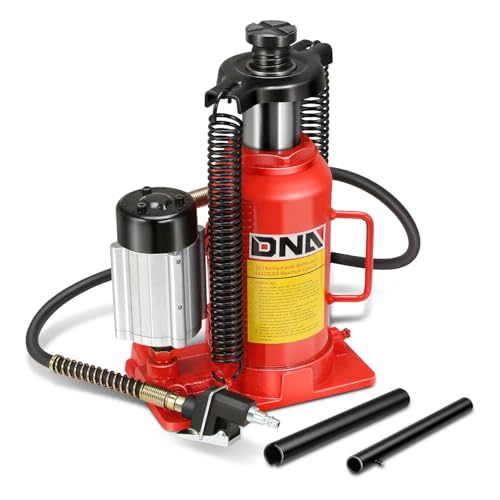 DNA Motoring 20 Ton Air Hydraulic Bottle Jack Air-Operated Hydraulic Bottle Jack Portable Low Profile Manual Jack Air Jack for Car Pickup Truck RV Auto Repair w/Handle, TOOLS-00769 - color: red, style: Air-Operated Hydraulic-20 ton