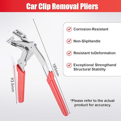 Car Clip Pliers & Trim Removal Tool,Automotive Clip Removal Tool for Plastic Fasteners,Professional Multi-Functional Panel Removal Pliers for Push Pin & Door Trim Disassembly Without Damage