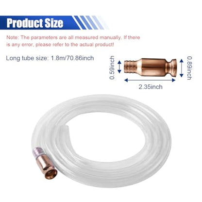 Shaker Siphon Hose for Gasoline, Gasoline Fuel Transfer Pump, Hand Pump Self Priming, 6Ft, 1/2'' Copper Valve Siphon Hose, for Gas Diesel Oil Liquid Water (1.8 m) - size: 1.8 m