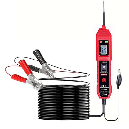 CT03 Power Circuit Tester, 6-24V DC Test Light Short Circuit, Automotive Component Electrical Polarity Identify Continuity Tester, Overload Protection - color: Red