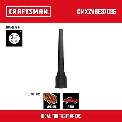 CRAFTSMAN CMXZVBE37035 2-1/2 in. Crevice Tool Wet Dry Vac Attachment | Industrial-Grade Shop Vacuum Accessory for Cleaning Tight Spaces, Fits 2-1/2 in. Hose Diameter - style: Crevice Tool