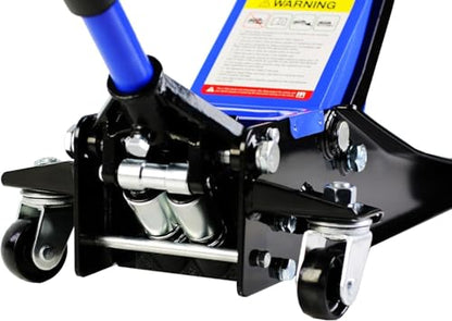 3 Ton Low Profile Floor Jack, Heavy Duty Floor Jacks with Dual Pistons Quick Lift Pump, Steel Car Jack Adjustable Height 3.3"-18.5", Hydraulic Trolley Floor Jack 3 Ton/6600 LBS Capacity, Blue - color: Blue - 3 Ton(Dual Pump), Lift 3.3"-18.5"