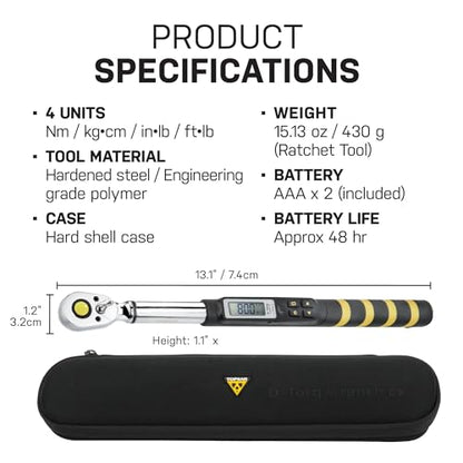 Topeak D-Torq Wrench DX Digital Torque Wrench – 4-80 Nm (3/8″ Drive) with 8 Sockets & 10 Hex/Torx Bits, LCD Display & Audible Alerts, High-Precision Torque Tool for Bicycle, Motorcycle & Automotive | torque-wrenches