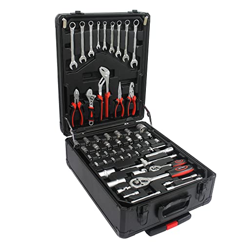 RYH 899pcs All-in-One Professional Tool Set & Rolling Tool Box Set - 4 Drawer Organizer Storage Case - Complete Home, Auto, Mechanic Tool Kit for DIY, Homeowner, Handyman Tool Set (Black) - color: 899pcs+Black