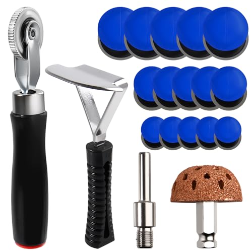 34PCS Tire Repair Patch Tools Tungsten Buffing Wheel, Tire Patch Roller with Twist Drill Bits for Vehicle Inner Liner Scraper, Roller for Car Motorcycle Bike Tractors Grinding