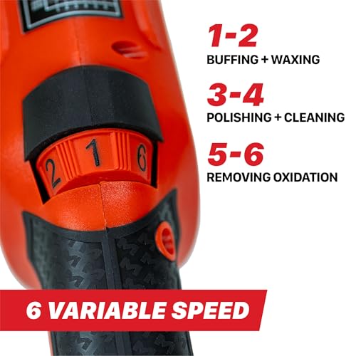 Maxshine MB21 Pro Brushless DA Polisher – 21mm Long Throw Car Buffer with 6” Backing Plate, 1200W Motor, 5/16”-24 Thread & 6-Speed Control – Auto Detailing Tool for Cars, Trucks, SUVs & Boats - color: 6" Brushless Dual Action