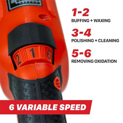 Maxshine MB21 Pro Brushless DA Polisher – 21mm Long Throw Car Buffer with 6” Backing Plate, 1200W Motor, 5/16”-24 Thread & 6-Speed Control – Auto Detailing Tool for Cars, Trucks, SUVs & Boats - color: 6" Brushless Dual Action