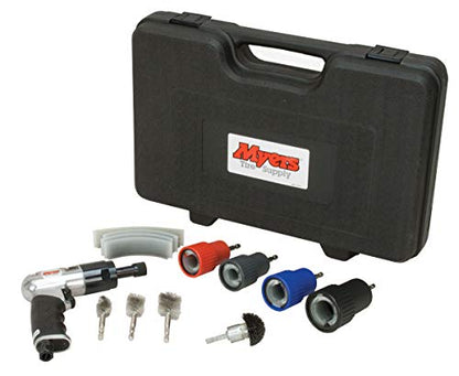 Myers Tire Supply 64010 Wheel Nut & Stud Cleaning Kit, with 1/4" Drive Reversible Air Tool, 4 Bolt Hole Cleaning Brushes, 4 Stud Cleaning Brushes, 4 Replacement Brushes and a Carrying Case