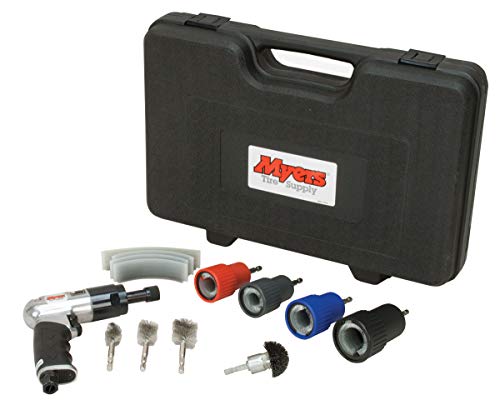 Myers Tire Supply 64010 Wheel Nut & Stud Cleaning Kit, with 1/4" Drive Reversible Air Tool, 4 Bolt Hole Cleaning Brushes, 4 Stud Cleaning Brushes, 4 Replacement Brushes and a Carrying Case