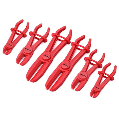 DURATECH 6-Piece Hose Clamp Set for Fuel, Brake and Radiator Hoses | Pinch Clamp Pliers for Flexible Hoses, Fuel, Gas, Brake & Radiator Lines - size: 6-Piece, style: Straight
