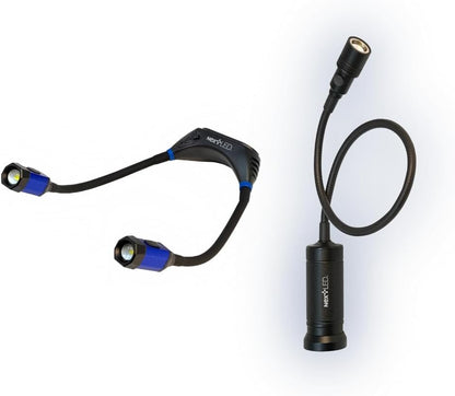 NextLED Hands-Free Work Light Combo: NT-6633 Rechargeable LED Neck Light & Flexible Shaft Magnetic LED Flashlight and Pickup Tool