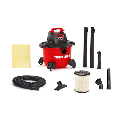 CRAFTSMAN CMXEVBE17584 6 Gallon 3.5 Peak HP Wet Dry Vac, Portable Shop Vacuum Wet and Dry with Filter, Dust Bag, Dusting Brush, Crevice Tool, Hose and Attachments for Home, Garage, Car Cleaning