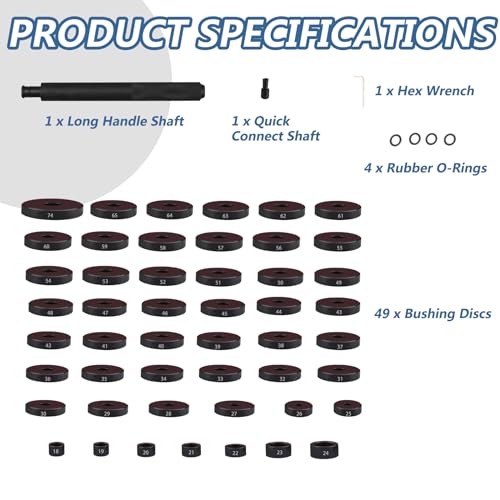 52 in 1 Custom Bushing Driver Set Custom Bushing Bearing & Seal Driver Set Installer Bush Removal Puller Bearing Press Tool Kit Transmission Wheel Axle Bearing Race Seal