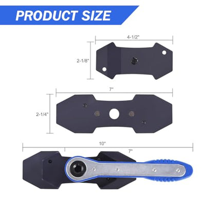 Brake Caliper Press Tool, 360 Degree Ratchet Caliper Piston Spreader | with 2 Extra Steel Plates, Heavy-Duty Brake Caliper Compression Tool with Caliper Hangers for Car, SUV, Truck (Blue)