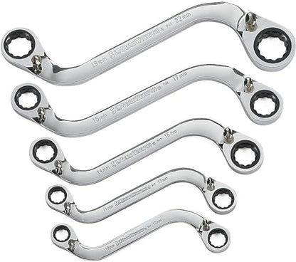 GEARWRENCH 5 Pc. 12 Pt. Reversible S-Shape Double Box Ratcheting Wrench Set, Metric - 85299 - style: 5-piece kit
