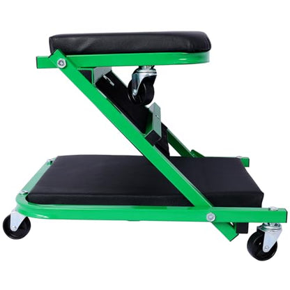 Mechanic Creeper, 36" Z Creeper Seat, Folding Car Creeper/Seat, 2 in 1 Garage Mechanic Gifts, 300 lbs Capacity, Low Profile Creeper with 6 pcs Casters in Garage/Shop for Fathers Day Tool Gift (Green)