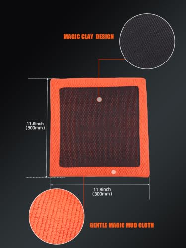 SPTA Professional Detail Products - Clay Decontamination Towel - Effective Cleaning & Release of Paint Contaminants; Fine Grade Microfiber Car Towel; Enhance Gloss & Depth of Color -12" x 12" -CB308 - color: Orange