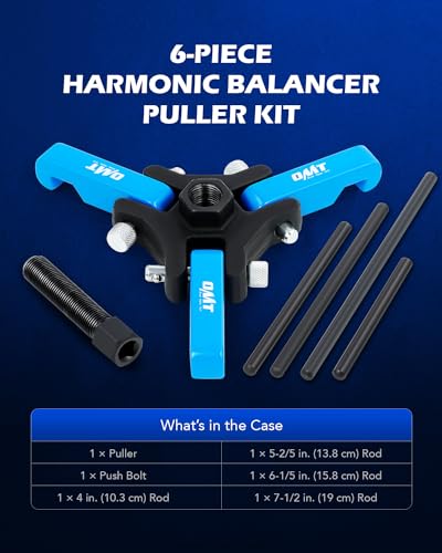 OMT Harmonic Balancer Puller Kit for Removing Harmonic Dampers & Balancers | Adjustable 3-Jaw Puller Pulley Puller Set Compatible with Chevy GM Chrysler Cadillac Ford, Blue - color: Blue