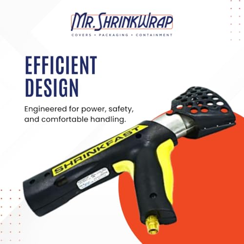 Mr. Shrinkwrap Bundle - Shrinkfast 998 Propane Heat Gun, 200000 BTU, Ready to Use with 25' Hose, Regulator, Wrench, Hard Case, 6' Angled Extension, and Shrink Film Knife Made in the USA - size: Bundle with 6' Extension
