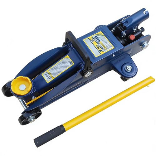 2 Ton Low Profile Hydraulic Floor Jack, 4000 lbs Capacity Trolley Jack with Single Piston Lift Pump, 5-1/8" to 13" Lifting Range, Heavy Duty Steel Car Jack for Sports Cars, Sedans & SUVs, Blue