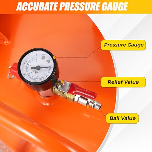 20 Gallon Waste Oil Drain Tank, Portable Air Operated Drainer With Adjustable Funnel Height 38"-65", Portable Oil Drain Container,15" Funnel Fluid Fuel Transfer Drainage With 360° Wheels & Toolbox - color: Orange