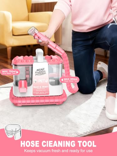 Upholstery Cleaner Machine, 16Kpa Portable Carpet & Upholstery Spot Cleaner Machine, Deep Stain Cleaning for Carpet, Pets, Stairs, Car Seat, Couch, with 5 Cleaning Tools and Cleaning Solutions