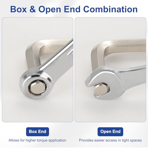 HARFINGTON Combination Wrench 9mm Metric 12-Point Box and Open End Zinc Plated Steel Double Ended Spanner Tool for Automotive Pipe Furniture Machinery DIY Repair, Silver White - size: 9mm