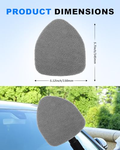 5 Pack Microfiber Windshield Cleaning Pads, Replacement Heads Cover for Windshield Cleaner Tools, Cleaning Tool Bonnets Fits Window Reach Tool, Washable & Reusable Handle Not Included (Grey) - color: Microfiber Triangle (Grey)