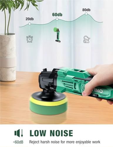 KIMO 20V Cordless Buffer Polisher Kit, 25Pcs Polishing Kit, 6 Speeds to 6000RPM Cordless Polisher with 2*2000mAh Batteries, 4 Inch Buffer Polisher for Car, Motorcycle, Truck Detailing, Scratch Remover