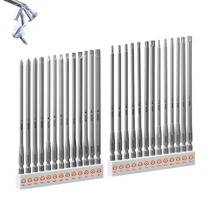 Geinxurn 26Pieces Fixedge Screwdriver Bit Set, 6Inches Magnetic Alloy Steel Phillips/Slotted/Square/Torx/Hex/Security Torx Insert Power Bits Tips with Storage Organizer for Home Repair - style: FXMX150-026