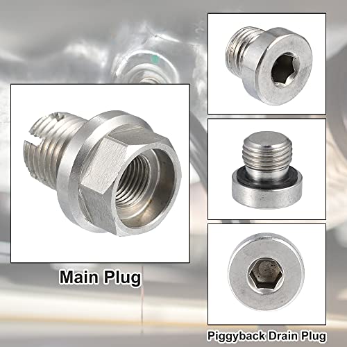 X AUTOHAUX 1 Set M14-1.5 x 15mm Oversize Piggyback Oil Drain Plug Stainless Steel Self Tapping Oil Pan Thread Repair Kit for Car Motorcycle Silver Tone - size: M14-1.5 x 15mm