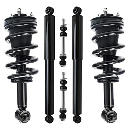 Detroit Axle - 4WD Struts Shocks Kit for 2014-2018 Chevy Silverado 1500 GMC Sierra 1500, 2015 2016 2017 Front Struts with Coil Spring Sway Bar End Links Rear Shock Absorbers Suspension Replacement - size: 6AQS47172-V1/ strut shock sway kit