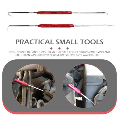 2 PCS Hook and Pick Set, Oil Seal O-ring Puller Scriber, Double-headed Multi-functional Non-slip Removal Tool, for Most Cars Portable Anti-rust Repair Accessories (Red)