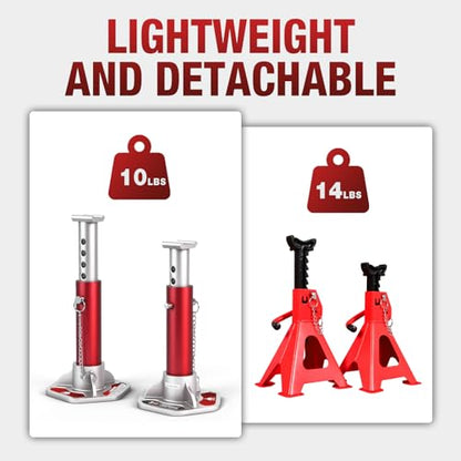 JACK BOSS 3 Ton (6000 lbs) Aluminum Lightweight Jack Stands with Locking Support Pins for Cars,SUVs, and Light Duty Trucks,1 Pair