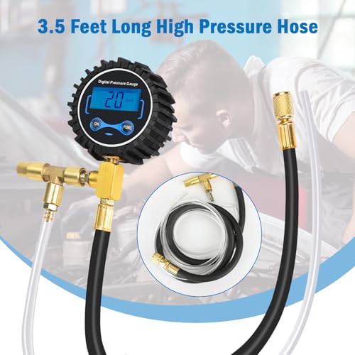 Digital Fuel Injection Pressure Tester Kit - Fuel Pressure Gauge 0-300 PSI for Petrol Engine Fuel Pressure Test Kit Automotive Test Tool Kit - size: Digital