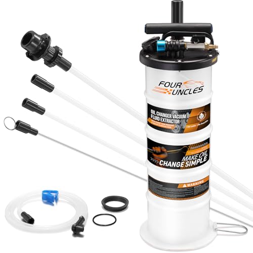 FOUR UNCLES 6.5L Pneumatic/Manual Oil Extractor Pump | 6.5L Capacity, Manual or Pneumatic Use, Fast Oil Extraction, 3 Suction Tubes, Brake Bleeding Hose - size: 6.5L Manual/Pneumatic