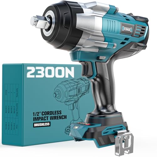 DIYtoolifz Cordless Impact Wrench 1/2" Compatible with Makita 18V Battery, 1700 Ft-lbs High Torque Impact Driver, Electric Impact Gun with 4 Speed Modes & LED Light for Car, Truck, Mower(Bare Tool) - size: 1/2 inch, style: Compatible with Makita 18V Batte