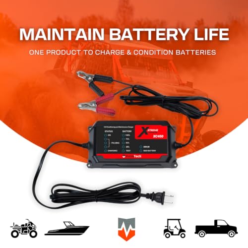 PulseTech XC400 Xtreme Charge 4 AMP Smart Battery Charger Maintainer, Trickle Charger | Test, Charge, Condition and Maintain All Types of 12V Lead-Acid Batteries